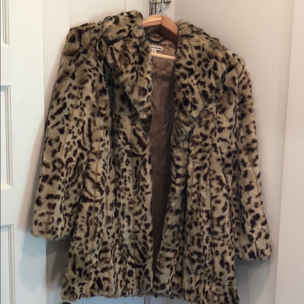 WHISTLES FAUX LEOPARD COAT